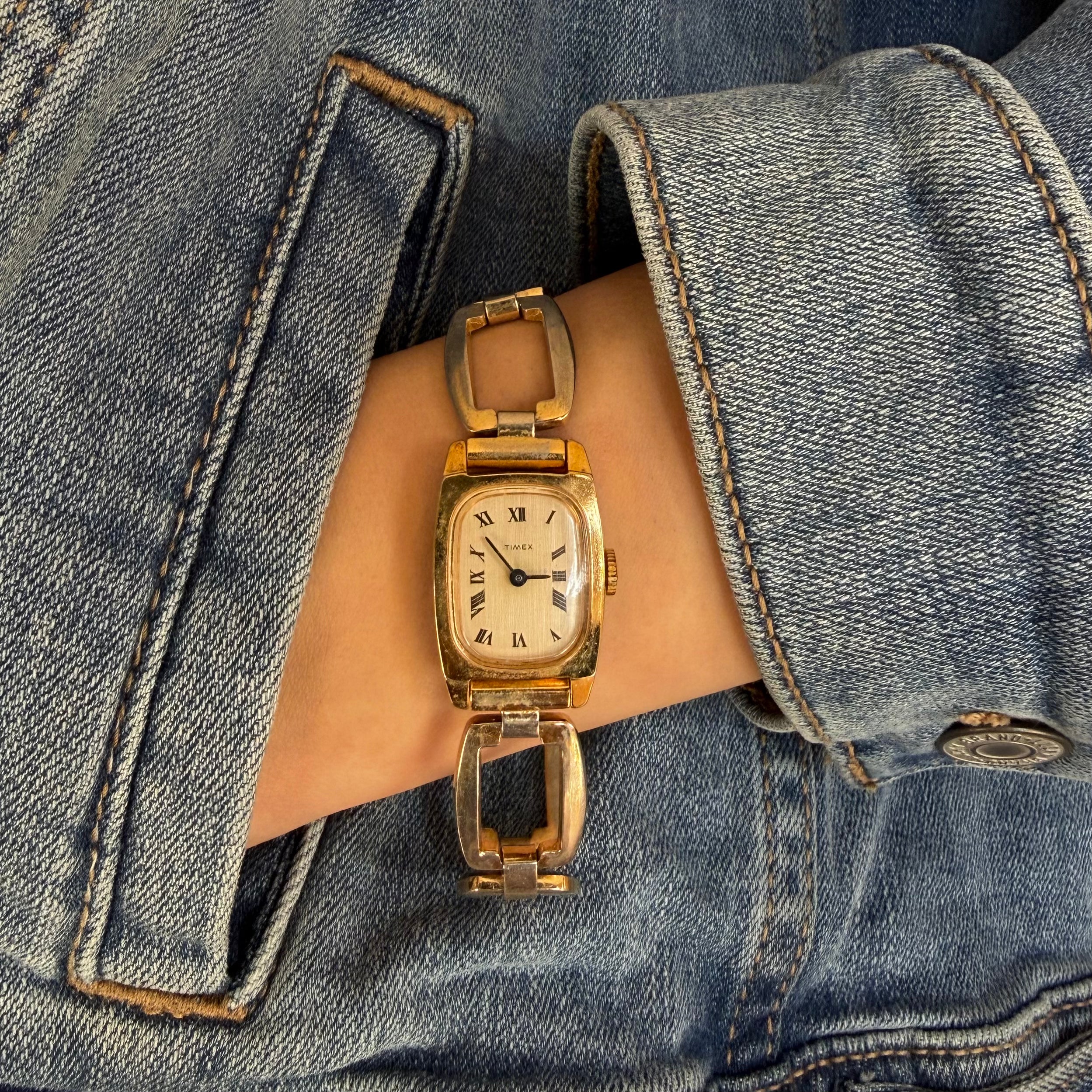 Timex Rectangle Gold Watch
