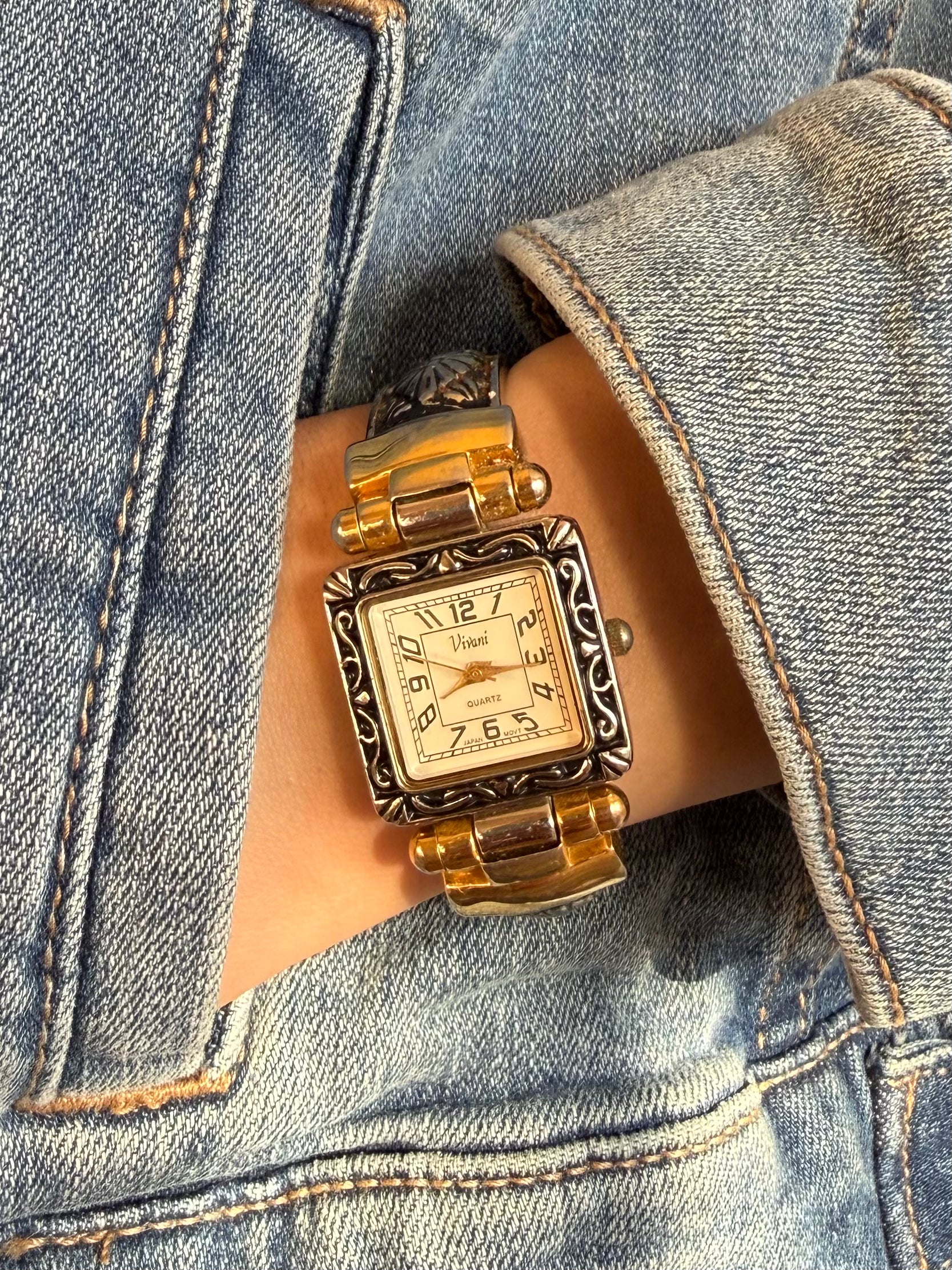 Vivani Two Toned Cuff Watch