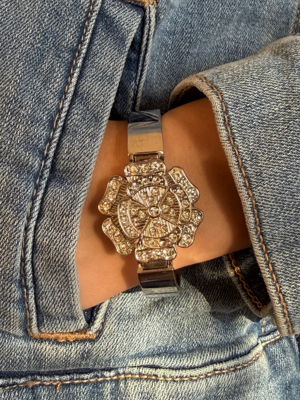 Peek-a-Boo Silver Cuff Watch