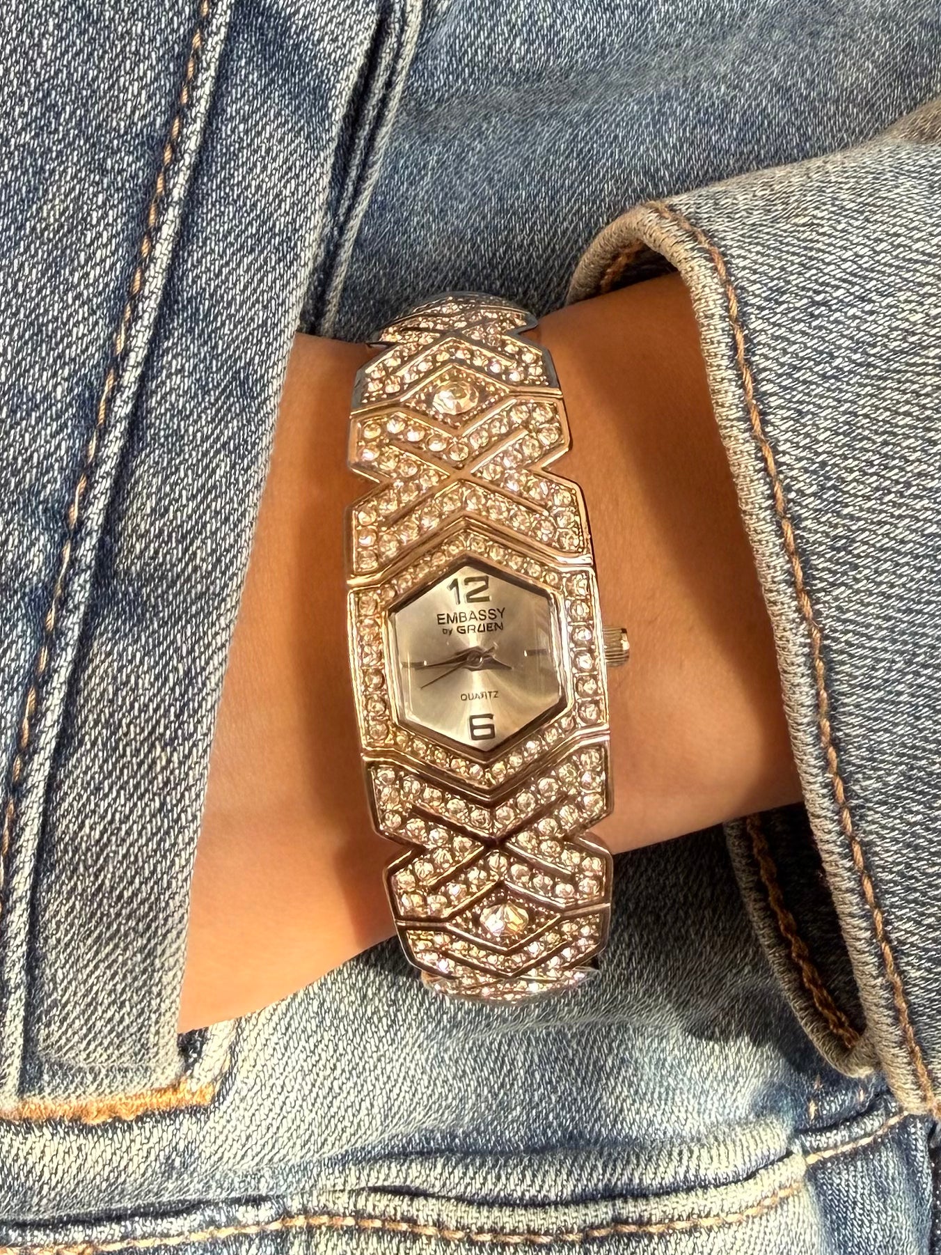 Embassy by Gruen Silver Cuff Watch